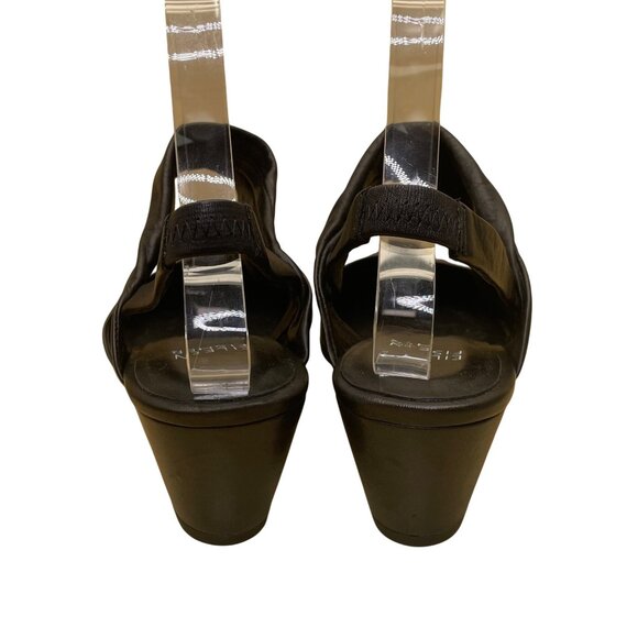 Eileen Fisher Women’s Black Leather Open Toe Slingback Wedge Sandals Size 7.5 - Picture 5 of 8